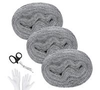 SelfTek Steel Wool Mice 0000, 3 Pack 50ft/15 Meter Ultra Fine Wire Wool Rodent Control Gaps Blocker with Gloves and Scissors, Wire Wool for Rodent Control (5m/roll)