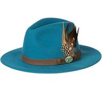 Selfway Mens Fedora Hat Wide Brim Adjustable Removeable Fur Wool Trilby Hats Sun Hat -Teal-M