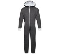 Selfway Unisex Adult Black Fleece Onesie Hoodies Full Zip Jumpsuit Loungewear With Pockets Cosy All In One Pyjama Suit For Men And Women (UK, Alpha, L, Regular, Regular, Charcoal)