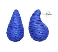 SELFWIMG Chunky Raffia Teardrop Hoop Earrings for Women Girls Boho Summer Beach Drop Earrings Lightweight Trendy Jewelry, Rattan, No Gemstone
