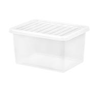 SELGEN 25L Plastic Storage Boxes Crystal Clear Box & Lid Home Office Stackable Nestable (42.50 x 33.00 x 25.50 cm)