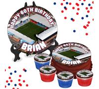 Selhurst Park Crystal Palace Stadium 'A' PERSONALISED Edible Cupcake Toppers / 8" Inch Cake Wafer or Icing - Sports Football Fan Birthday Decorations - Perfect for Brownies, Cookies, Muffins & More!