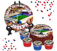 Selhurst Park Crystal Palace Stadium 'B' PERSONALISED Edible Cupcake Toppers / 8" Inch Cake Wafer or Icing - Sports Football Fan Birthday Decorations - Perfect for Brownies, Cookies, Muffins & More!