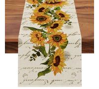 Seliem Fall Sunflowers Table Runner, Vintage Spring Summer Flower Home Kitchen Dining Decor, Seasonal Farmhouse Floral Decorations Indoor Outdoor Party Supply 13 x 120 Inch