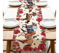 Seliem Kentucky Horse Racing Table Runner, Derby Run for The Roses Flower Floral Jockey Kitchen Dining Table Decor, Churchill Downs Home Decoration Indoor Outdoor Party Supply 13 x 72 Inch