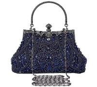 Selighting 1920s Vintage Beaded Clutch Evening Bags for Women Formal Bridal Wedding Clutch Purse Prom Cocktail Party Handbags (Blue)