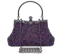 Selighting 1920s Vintage Beaded Clutch Evening Bags for Women Formal Bridal Wedding Clutch Purse Prom Cocktail Party Handbags (Purple)