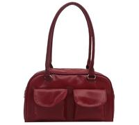 SELiLe Elegant Color Glossy PU Leather Shoulder Bag with Large Capacity and Top Handle Double Pocket Handbag for Women Daily Use Handbag