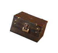 SELiLe Vintage Pirate Themed Wood Treasured Chest With Secret Code For Mysterious Storage And Home Decoration Daily Use Decorative Storage Chest