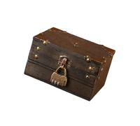 SELiLe Vintage Pirate Themed Wood Treasured Chest With Secret Code For Mysterious Storage And Home Decoration Daily Use Decorative Storage Chest