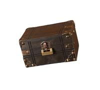 SELiLe Vintage Pirate Themed Wood Treasured Chest With Secret Code For Mysterious Storage And Home Decoration Daily Use Decorative Storage Chest
