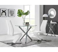 Selina Round Dining Table and 2 Willow Dining Chairs Faux Leather