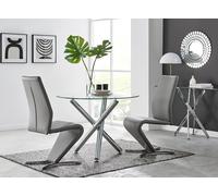 Selina Round Dining Table and 2 Willow Dining Chairs Faux Leather