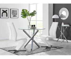 Selina Round Dining Table and 2 Willow Dining Chairs Faux Leather