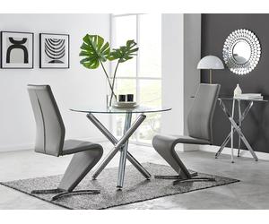 Selina Round Dining Table and 2 Willow Dining Chairs Faux Leather