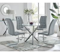 Selina Round Dining Table With Two Murano Chairs - Grey