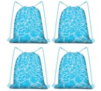 Selivaia 16 PCS Ocean Waves Gift Bag Drawstring String Backpack Goodie Candy Bags Under the Sea Party Decorations Ocean Water Print Treat Party Favors for Beach Pool Summer Birthday Supplies