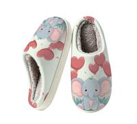 Seliveen Women's House Slippers Fuzzy Memory Foam Mens Home Shoes | Cute Elephant Love Heart Ladies Soft Warm Cozy Plush Slippers Slip-on Non-Slip Sole Winter Bedroom Indoor