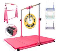 Seliyoo Foldable Gymnastics bar, 5FT/6FT Gymnastic Horizontal Bars,Folding Training Bar for Kids Ages 6-12, Adjustable from 35.4" to 59",Weight Limit 350 LBS,Gym Equipment for Teenagers at Home