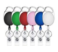 Selizo 6 Packs Retractable Badge Holder,Retractable Keyring Badge Reel Carabiner ID Keychain Retractables Lanyard with Clip for Key Ring ID Card Badge Holder