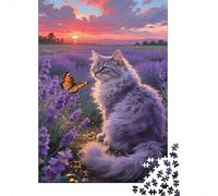 Selkirk Rex Jigsaw Puzzles Puzzle for Adults Kids. 1000 Piece Sunset Lavender Field Whimsical Challenge Toy Home Decoration for Adults& Kids Age 14 Years Up 1000pcs (75x50cm)