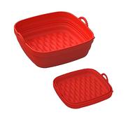 SELLD 7QT Square Silicone Air Fryer Liner Basket - Kitchen Accessories Reusable- Foldable - Heat Resistance - Dishwasher Safe for Oven and Microwave - - 8inch (Red)