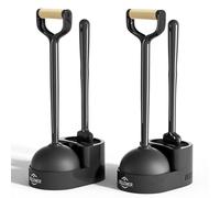 Sellemer Toilet Brush and Plunger Set, Curved Design Head for Deep Cleaning, Heavy Duty Toilet Bowl Brush and Plunger Combo with Holder for Bathroom Cleaning, Black, 2 Pack