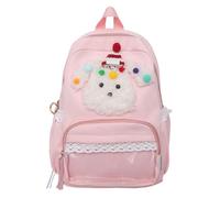 SellerFun Cute Elementary School Backpack Furry Puppy Pattern Daypack with Transparent front pocket(Pink,19 Liters)