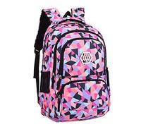 SellerFun Girl Geometric Printed Primary Junior High University School Bag Bookbag Backpack(2# Black,35L)