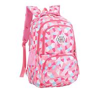 SellerFun Girl Geometric Printed Primary Junior High University School Bag Bookbag Backpack(2# Pink,35L)