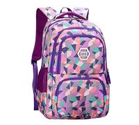 SellerFun Girl Geometric Printed Primary Junior High University School Bag Bookbag Backpack(2# Purple,19L)