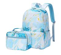 SellerFun Junior high school Backpack Sets 2Pcs Daypack with Lunch case Girls Middle school Bag(Blue,20 Liters)