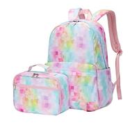 SellerFun Junior high School Backpack Sets 2Pcs Daypack with Lunch case Girls Middle School Bag(Pink,20 Liters)