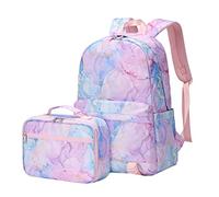 SellerFun Junior high school Backpack Sets 2Pcs Daypack with Lunch case Girls Middle school Bag(Purple,20 Liters)