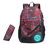 SellerFun Teenage Boy Girl Unisex Multifunctional School Bag Backpack with Florescent Mark(ColorG 2 Sets,20L)