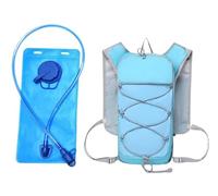 SellerFun Unisex Adult Running Hydration Vest Pack Vest Harness Strap Pockets Bungee Cord Ultra Slim Trail Ride(Light Blue 2L Hydration Bladder Set 2-Piece Set, 2 Liters)