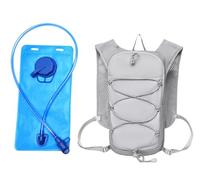 SellerFun Unisex Adult Running Hydration Vest Pack Vest Harness Strap Pockets Bungee Cord Ultra Slim Trail Ride(Light Grey 2L Hydration Bladder Set 2-Piece Set, 2 Liters)