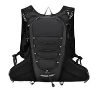 SellerFun Unisex Running Hydration Vest Pack Lightweight Oxford Bungee Cord Front Reflective Accents Waist Zip Pockets Mesh(Black, 2.4 Liters)
