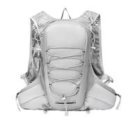 SellerFun Unisex Running Hydration Vest Pack Lightweight Oxford Bungee Cord Front Reflective Accents Waist Zip Pockets Mesh(Light Grey, 2.4 Liters)