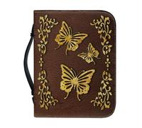 Sellikakes - Bible Bag for Women PU Leather Bible Tote Bag with Durable Handle and Zipper, Gold (Golden Butterfly) L