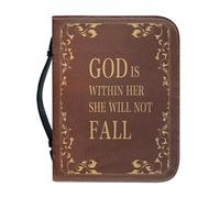 Sellikakes - Bible Bag for Women PU Leather with Durable Handle and Zipper, Brown Leather, XX-Large