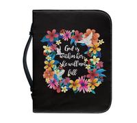 Sellikakes Bible Carrying Bag Large Zippered Bible Case and Organizer Durable Bible Holder for Bible Accessories, Colorful Flower, M