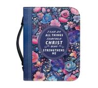 Sellikakes Bible Carrying Bag Large Zippered Bible Case and Organizer Durable Bible Holder for Bible Accessories, Blooming Flowers, XXL