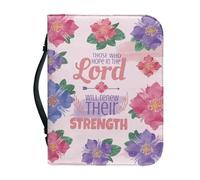 Sellikakes Bible Carrying Bag Large Zippered Bible Case and Organizer Durable Bible Holder for Bible Accessories, Pink Purple Floral, M
