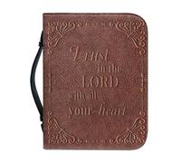 Sellikakes Bible Carrying Bag Large Zippered Bible Case and Organizer Durable Bible Holder for Bible Accessories, Brown Leather, M