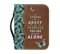 Sellikakes Bible Carrying Bag Large Zippered Bible Case and Organizer Durable Bible Holder for Bible Accessories, Butterfly Leather, M