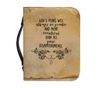 Sellikakes Bible Carrying Bag Large Zippered Bible Case and Organizer Durable Bible Holder for Bible Accessories, Old Leather, L