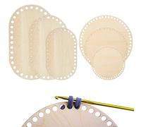 selliner 6 Pcs Crochet Basket Base,6 Sizes Oval Circle Blank Natural Wooden Basket Bottom Set,Wooden Basket Bottom for DIY Basket Craft Weaving Making Supplies 10/15/20/30cm