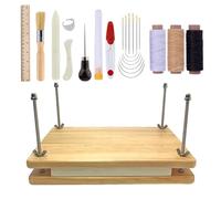 selliner Wooden Book Press Tools,Bookbinding Kits, 7.9”x11.6”,Book Binding Tools with Wooden Binding Press, Bone Folder,Ruler Thimble Needle Thread,Paper Awl for DIY Bookbinding Supplies Crafts