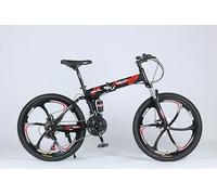 selling united Folding Mountain Bike 24/26 Inch MTB Full Suspension Disc Brakes 21 Speed Lightweight Adult Bicycle - 5 Colours (Black, 24 Inches)